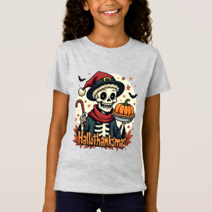 Hallothanksmas Skeleton: Pumpkin Pie & Candy Cane T-Shirt