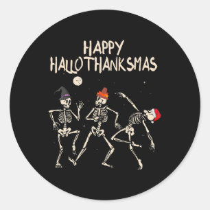 Hallothanksmas Skelett Weihnachten Halloween Danke Runder Aufkleber