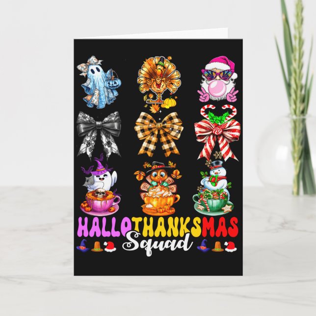 Hallothanksmas Squad Funny Halloween Thanksgiving  Karte (Vorderseite)