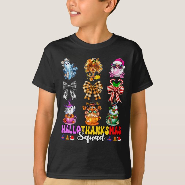 Hallothanksmas Squad Funny Halloween Thanksgiving  T-Shirt (Vorderseite)