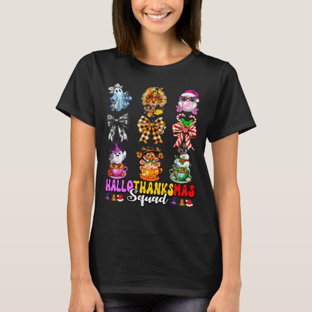 Hallothanksmas Squad Funny Halloween Thanksgiving  T-Shirt (Vorderseite)