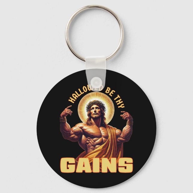 Hallow be dir Funny Gym Jesus Bodybuilding Schlüsselanhänger (Vorderseite)