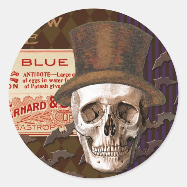 Hallow Eve Halloween Skull Runder Aufkleber (Vorderseite)