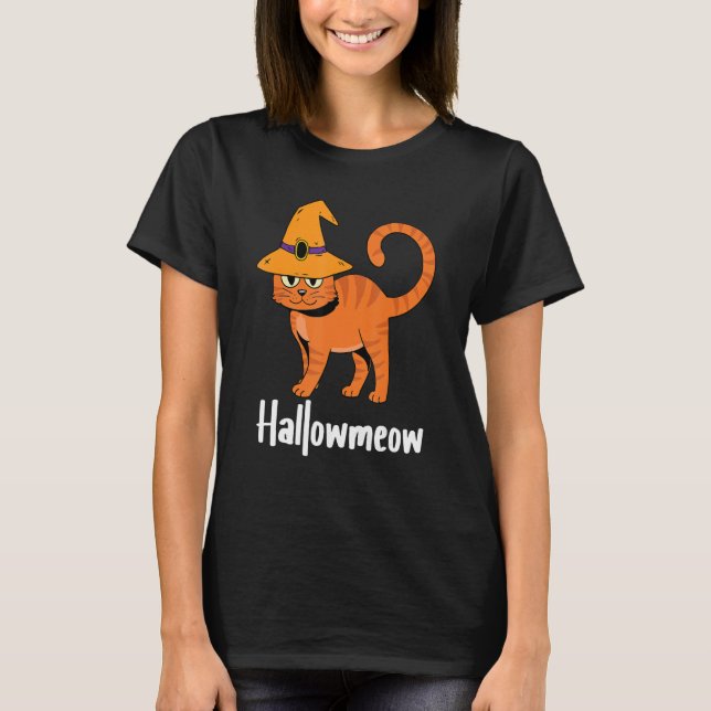 Hallow Meow Lazy Halloween Kostüm Katze Kitten Wit T-Shirt (Vorderseite)