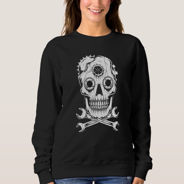 Hallowee der Skull Cross Wrench Gearhead Car Mecha Sweatshirt (Vorderseite)