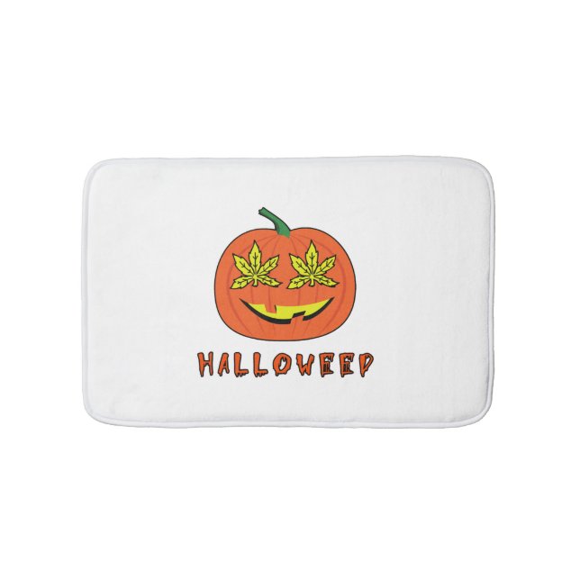 Halloweed Funny Hippie Pumpkin Halloween Badematte (Vorderseite)