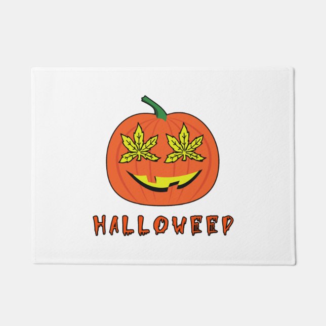Halloweed Funny Hippie Pumpkin Halloween Fußmatte (Vorderseite)