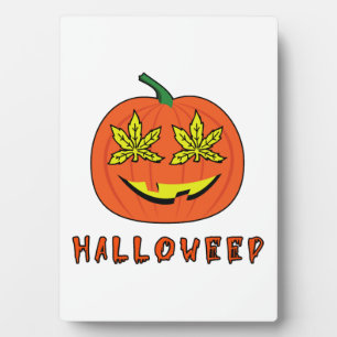 Halloweed Lustiger Hippie-Kürbis Halloween Fotoplatte