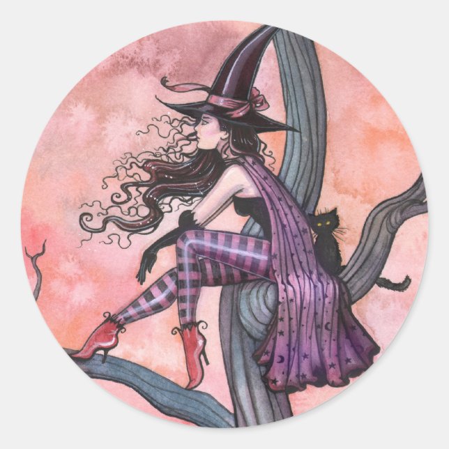 Halloweeen Hexenkleber von Molly Harrison Runder Aufkleber (Vorderseite)
