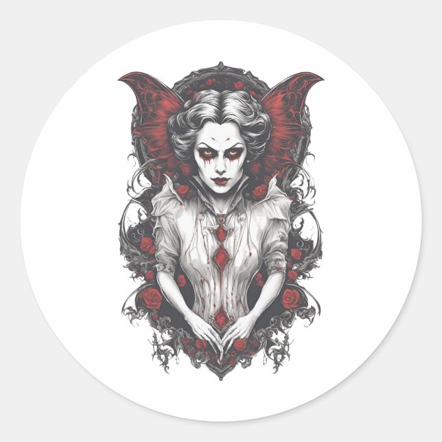 Halloween 13 Vampire, Horror, erschreckender Vampi Runder Aufkleber (Vorderseite)