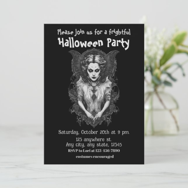 Halloween, 13 Vampire, lustig, erschreckend, beäng Einladung (Stehend Vorderseite)