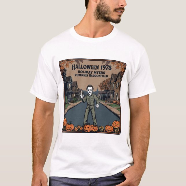 Halloween 1978 Holiday Spooky Myers Pumpkin Haddon T-Shirt (Vorderseite)