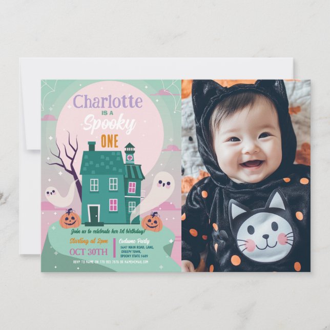 Halloween 1. Foto Ghosts House Party Spuk Einladung (Vorderseite)
