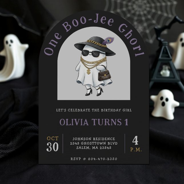 Halloween 1. Geburtstag Party One Boujee Ghost Einladung (Halloween 1st Birthday Party One Boujee Ghost Invitation
)