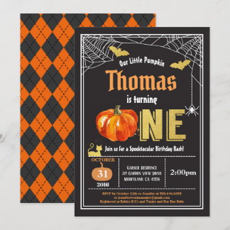 Halloween 1. Geburtstagsparty Schwarzes Gold Einladung