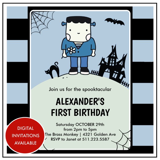 Halloween 1. Geburtstagsspoktacular Einladung (Halloween-1st-birthday-invitation-spooktacular-boy-1)
