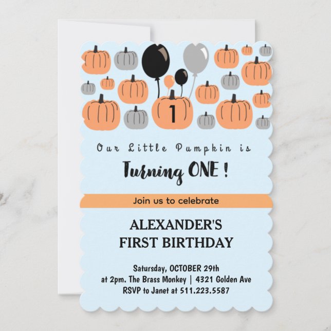 Halloween 1er anniversaire Invitations Octobre Cit (Devant)
