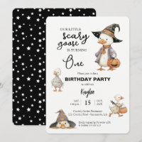 Halloween 1er anniversaire oie invitation sorcière