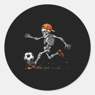 Halloween 2025 Lustiger Skelett Fußballspieler Runder Aufkleber