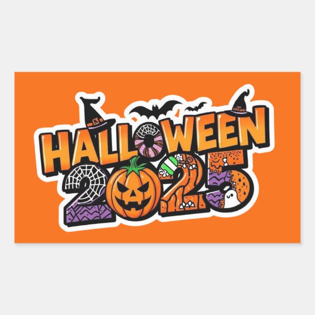 Halloween 2025 Magic – Festive Pumpkin Rechteckiger Aufkleber (Vorderseite)