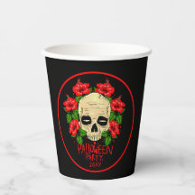 Halloween 20xx Skull Red Hibiskus Black
