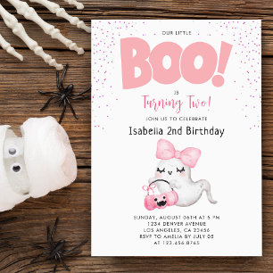 Halloween 2. Geburtstag Little Boo Two Girl Pink Einladung