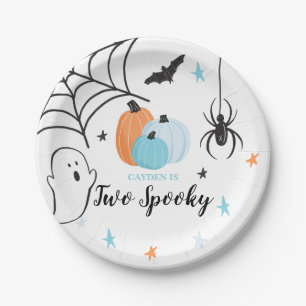Halloween 2 Spooky Birthday Blue Pumpkins Pappteller