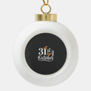 Halloween 31. Oktober Kürbis Hexenhut Design_1 Keramik Kugel-Ornament