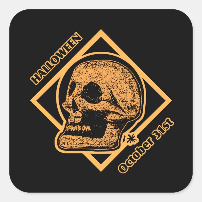 Halloween 31. Oktober Quadratischer Aufkleber (Vorderseite)