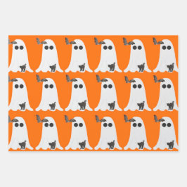 Halloween-3-Pack-Wrapping Paper Flat Sheets Geschenkpapier Set