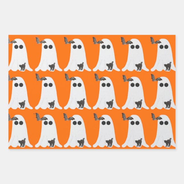 Halloween-3-Pack-Wrapping Paper Flat Sheets Geschenkpapier Set (Vorderseite)