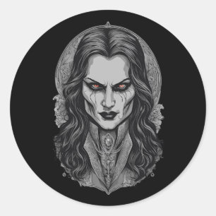 Halloween 3 vampire, beängstigend, erschreckend, v runder aufkleber