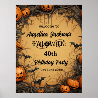 Halloween 40. Geburtstagsfeier Kürbis Willkommen Poster