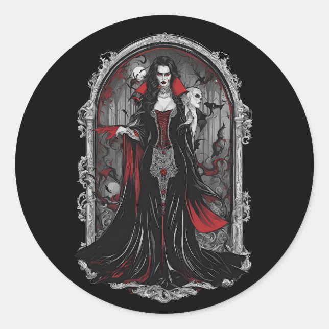 Halloween, 4 Vampire, beängstigendes Monster, Spaß Runder Aufkleber (Vorderseite)