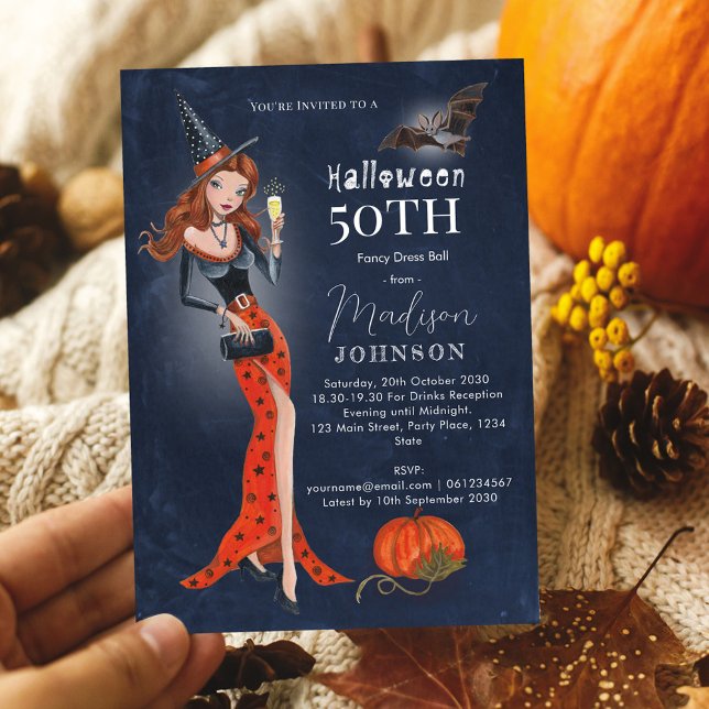 Halloween 50 e Anniversaire Fête Invitation (Halloween Birthday Party)