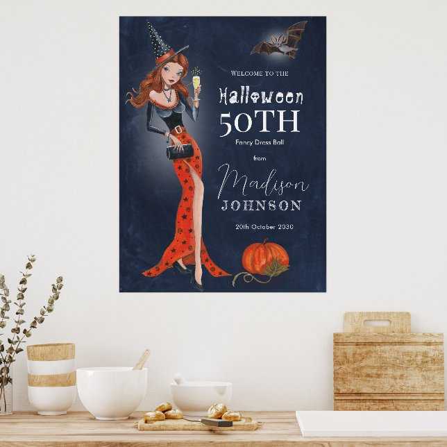Halloween 50. Geburtstagsparty Poster (Küche)