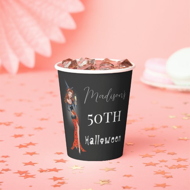 Halloween 50 th Woman Birthday Party Pappbecher (Insitu)