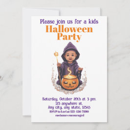 Halloween 6 Kids, charmante Zauberin Einladung