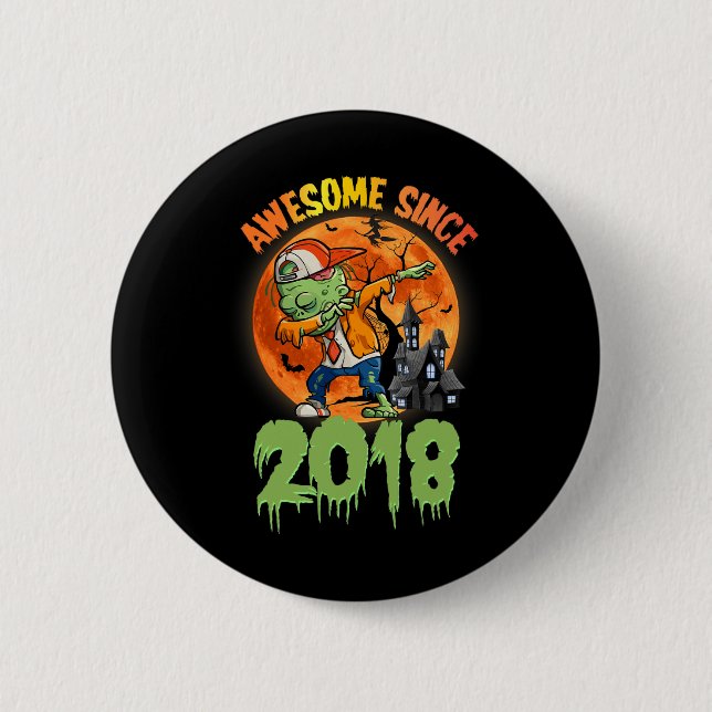 Halloween 7. Geburtstag Dabbing Zombie Phantastisc Button (Vorderseite)