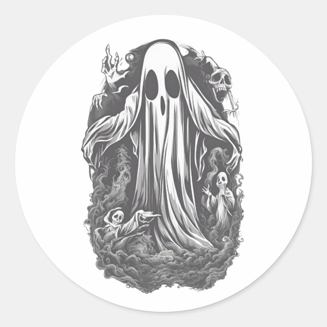 Halloween 8, furchtbar, spukhaft, beängstigend, bö runder aufkleber (Vorderseite)