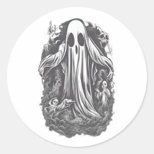 Halloween 8, furchtbar, spukhaft, beängstigend, bö runder aufkleber