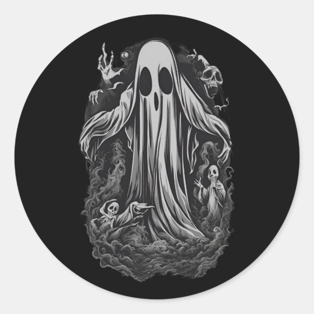 Halloween 8 spirit, furchtbar, spukhaft, beängstig runder aufkleber (Vorderseite)