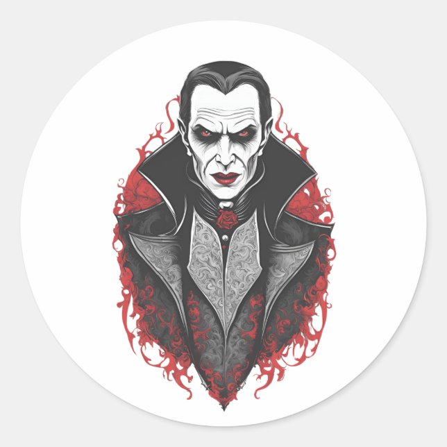 Halloween 9 Vampire, Horror, erschreckender Vampir Runder Aufkleber (Vorderseite)