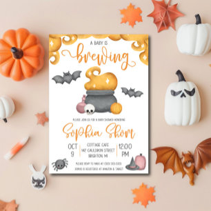 Halloween A Baby Brewing Baby Shower Einladung