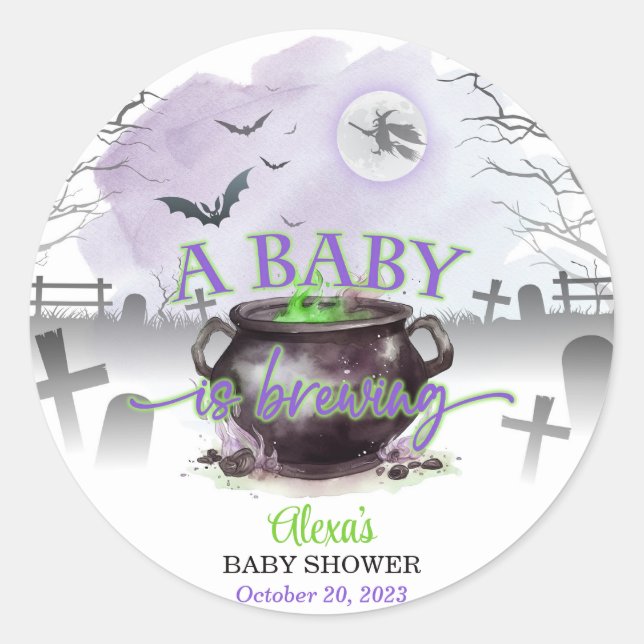 Halloween A Baby ist Brewing (P/G) Runder Aufkleber (Vorderseite)