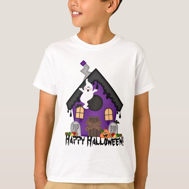 Halloween a hanté le T-shirt de vacances d'enfants (Devant)
