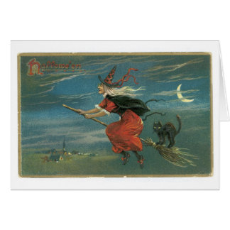 Halloween à l'ancienne, sorcière avec chat noir