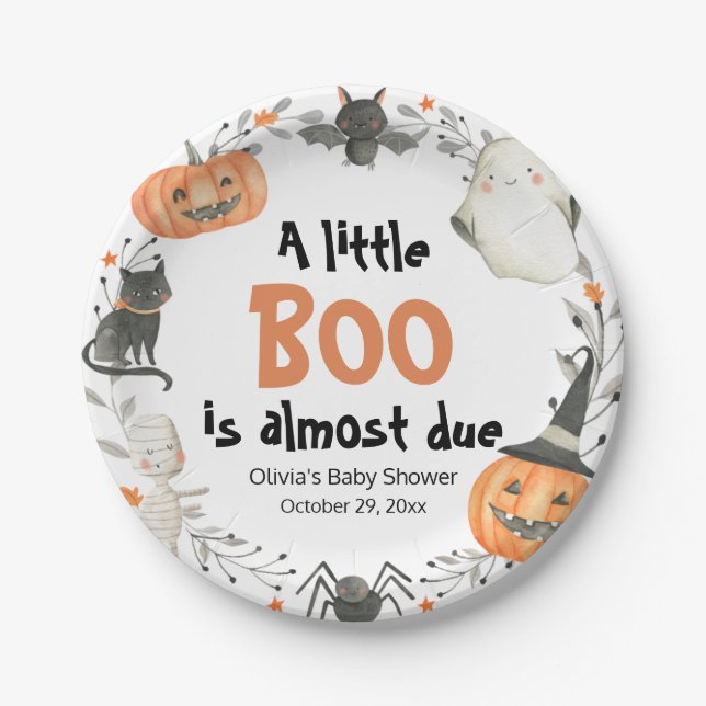 Halloween A Little Boo ist beinahe eine Kinderdusc Pappteller (Vorderseite)