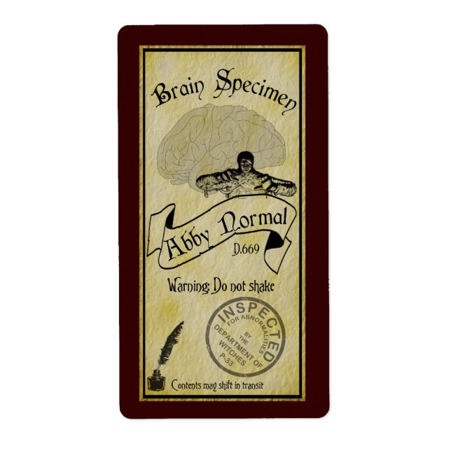 Halloween Abby Normal Bottle Étiquette (Devant)