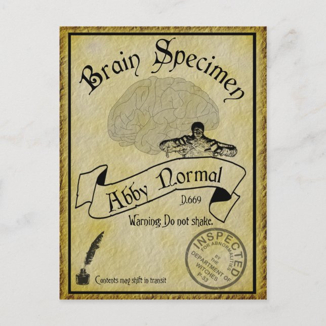 Halloween Abby Normal Rezeptkarte Postkarte (Vorderseite)